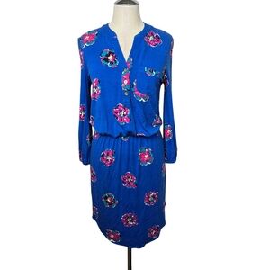 Lilly Pulitzer Royce Blue Of Corsage Beckett Floral V Neck Dress XS